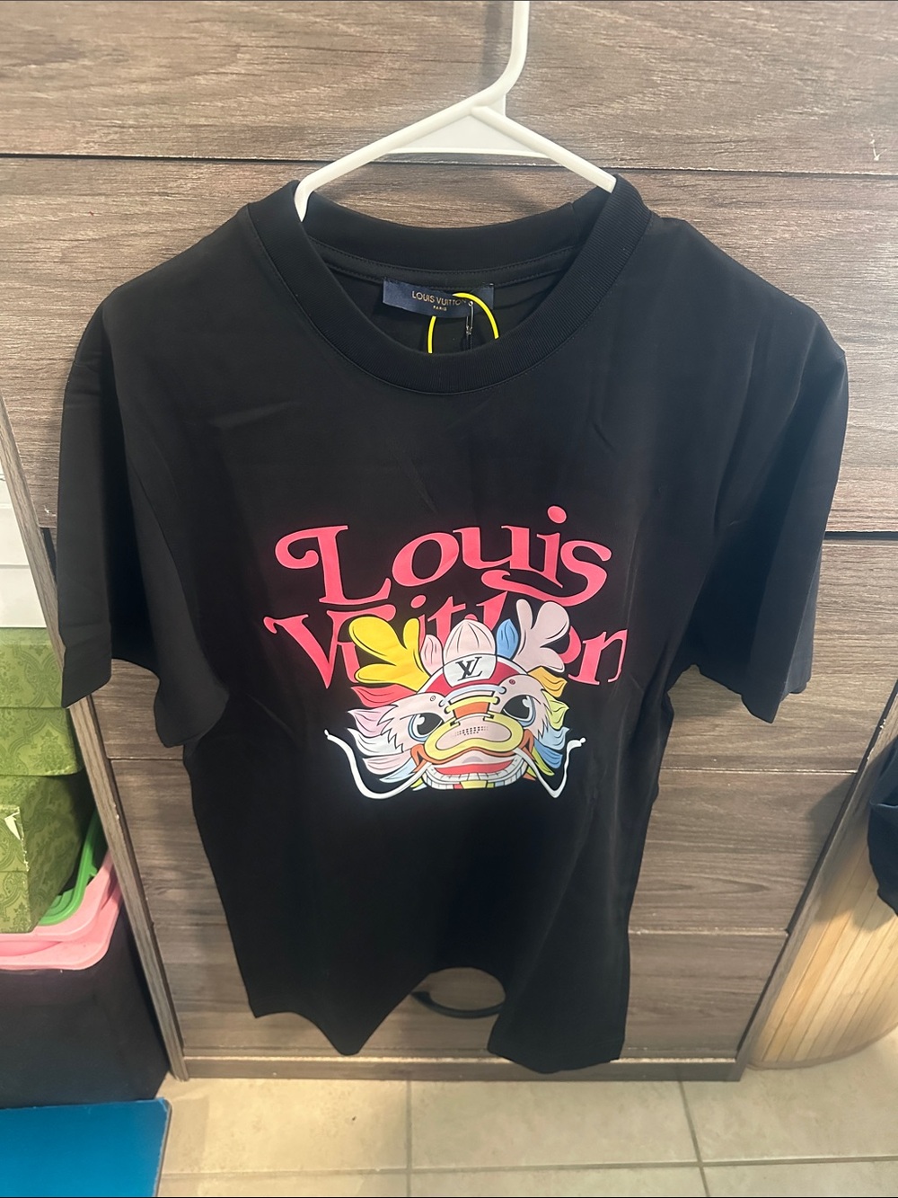 Black Tee with Pink Logo size L